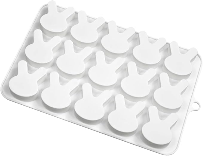 TUKE 15-Cavity Rabbit Candy Silicone Molds Chocolate Truffles Mold,Whiskey Ice Cube Tray,Grid Fondant Mould,Hard Candy Mold Pralines Gummy Jelly Mold (Rabbit H)