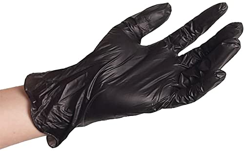 ForPro Disposable Vinyl Gloves, Black, Industrial Grade, Powder-Free, Latex-Free, Non-Sterile, Food Safe, 2.75 Mil. Palm, 3.9 Mil. Fingers, Medium, 100-Count