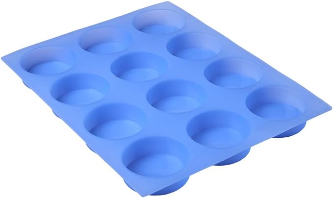 Big Round Silicone Soap Mold - 4oz, 3'' Round, Thick Individual Loofah Soap Molds with Uniform Big Size and Ease of Use - 14" x 11"