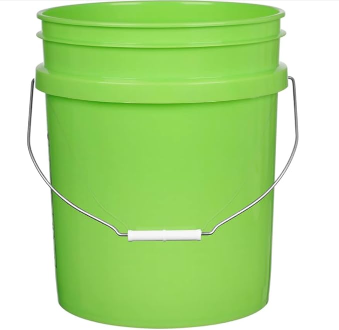 House Naturals 5 Gallon Food Grade Made in USA Lime Green Plastic Bucket with Screw On Air Tight Double Gasket Lid (3 Pack)