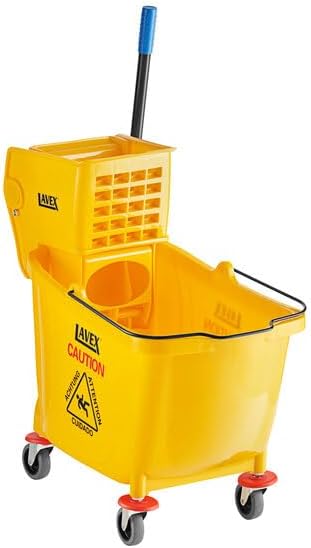 Commercial Mop Bucket with Side Press Wringer, 44 Qt, Yellow, 33.25 Inches High
