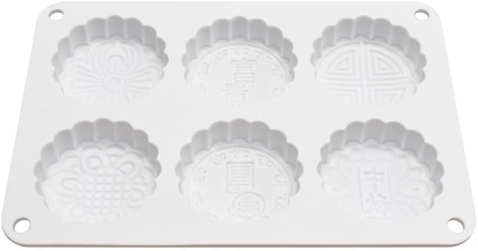 6 Flower Silicone Cake Mold Handmake DIY Bread Mould Silicone Moulds For Cake Mooncake Mold Cake Tools (Mooncake O_8.52 X5.8 X0.84 inch)