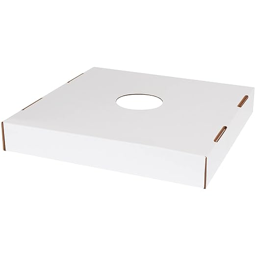 BOX USA 40 or 50 Gallon Corrugated Cardboard Trash Can and Recycling Bin Lids with Hole (10-Pack) 18" L x 18" W x 3" H, White, Reusable and Disposable Garbage Lid for Parties and Outdoor Events