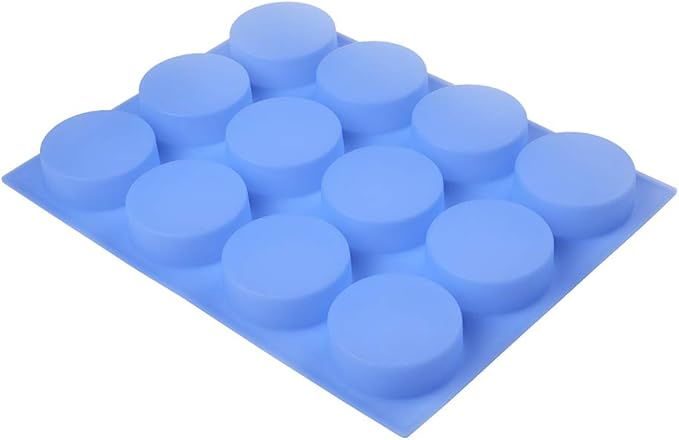 Big Round Silicone Soap Mold - 4oz, 3'' Round, Thick Individual Loofah Soap Molds with Uniform Big Size and Ease of Use - 14" x 11"