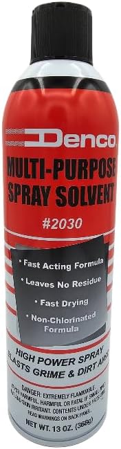 #2030 Denco Multi-Purpose Spray Solvent - Aerosol - Cuts Grime, Dirt, Grease, and Oily Debris - High Power Spray - Non-Chlorinated - Low Odor - Fast Acting - 13oz Net Wt - 12 Per Case (36)