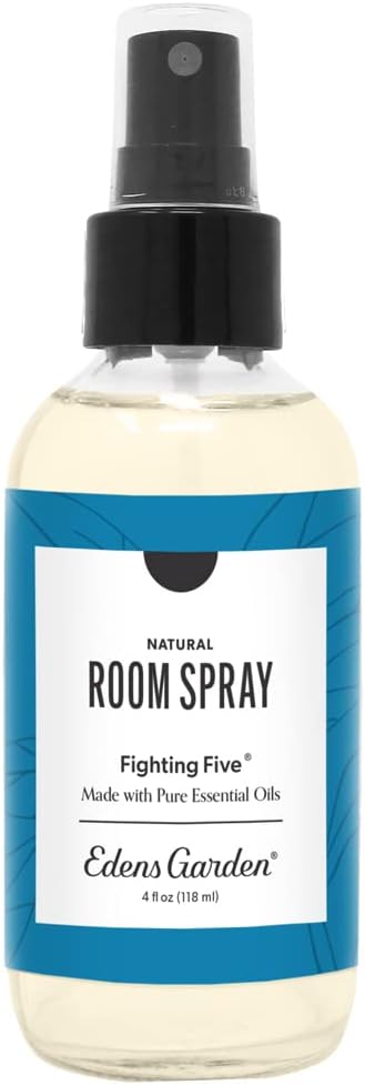 Edens Garden Fighting Five Natural Room & Linen Spray – 100% Pure Essential Oil Room Mist for Odor Removal & Plant-Powered Freshness – Non-Toxic, Long-Lasting Air Freshener for Home, 4 fl oz (118 ml)