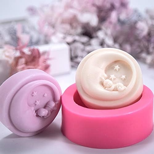 Cute Sleeping Baby Silicone Mold Moon Shape Soap Mold For Soap Making Handmade Silicone Candle Mould DIY Cake Decorating Tool