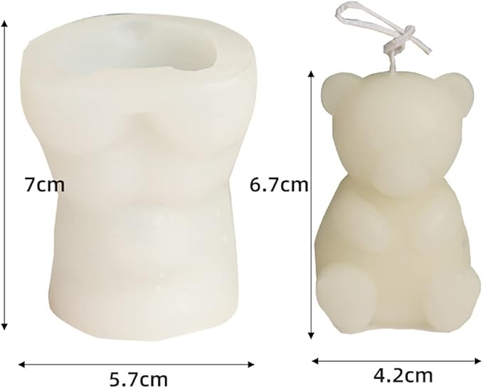 2 Pack Cute Bear Scented Candle Mold Bear Mold Silicone Mold for Candles Home Decoration Silicone Mold for Resin Bear Resin Mold Cartoon Mold