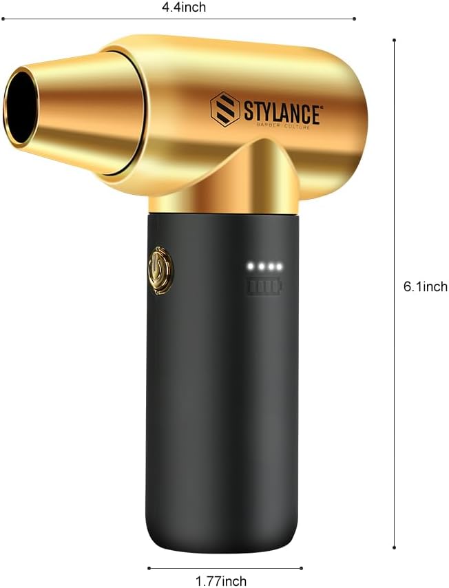 Compressed Air Duster - Barber Blower, Electric Duster, 3 Gear Mini Portable Jet Dry Air Blower, Cordless Vacuum Cleaner, for PC, Office,Salon, Fan, Laptop, Keyboard, Car (Gold)