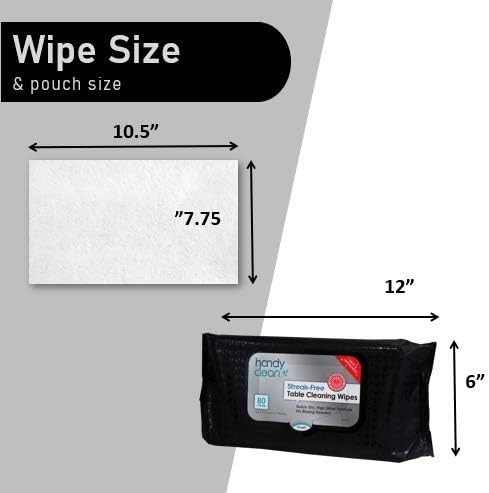 Table Top And Counter Cleaning Wipes Pack of 12 Pouches Containing 80 Count 10.5" x 7.75" Pre-Moistened Wipes With High Shine Formula Perfect For Use at Home or Restaurants Clinics, Office