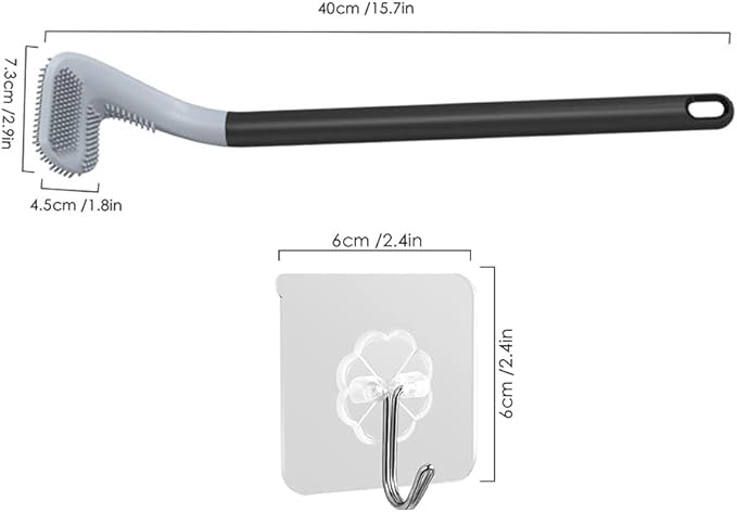 Long Handled Golf Toilet Brush，Flexible Silicone Toilet Bowl Cleaning Brush，Flexible Bendable Silicone Golf Toilet Bowl Cleaning Brush,(Blue White Toilet Brush ith Hook)