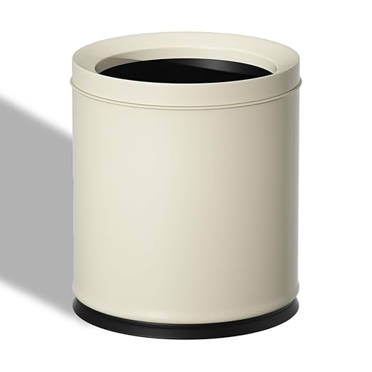 2.6 Gallon/10L White Trash Can,Open Top Metal Waste Basket, Modern,Elegant Garbage Can,Under The Table Trash Bin,for Bathroom,Bedroom,Living Room,Kitchen,Office,Bank,Cafe(White 10L)