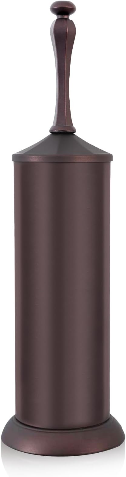 Bronze Toilet Brush and Holder，Extra Long Handled Toilet Brush for Bathroom，Stainless Steel Heavy Duty Toilet Bowl Brush,Deep Cleaning Modern Toilet Cleaner Brush -Space Saving, Covered Brush, Durable