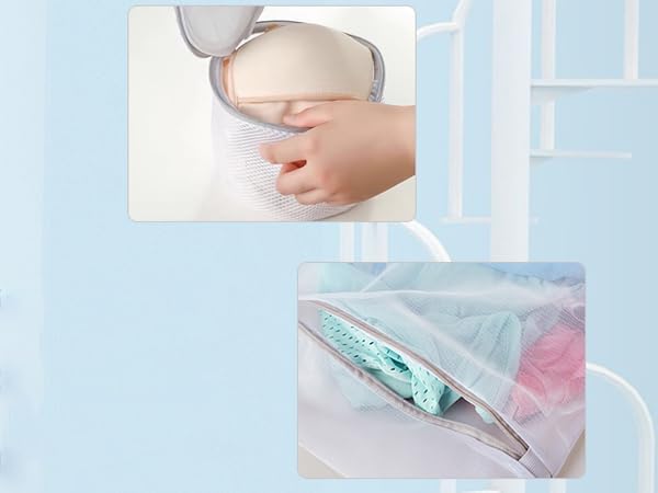 Four exquisite laundry bags, specially designed for cleaning delicate garments. They prevent the clothes from getting tangled with each other when washing bed sheets, shirts, socks and bras.