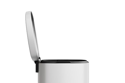 Garvee 13 Gallon / 50 Liter Metal Kitchen Trash Can with Lid, Large Rustproof Garbage Can for Kitchen, Step-on Trash Bin with Inner Bucket, Rear Handle, Soft Close Lid, White