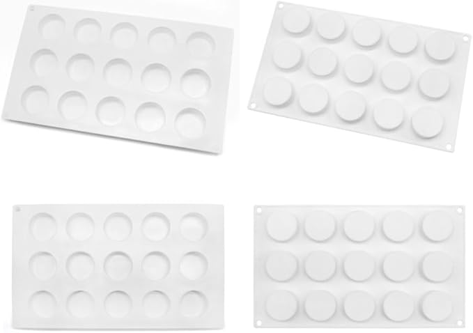 Round Cake Silicone Baking Mold Circular Chocolate Candy Biscuit Ice Cube Making Tool Soap Candle Mould Home Decor (Round H_11.84 X6.84 X0.84 inch)