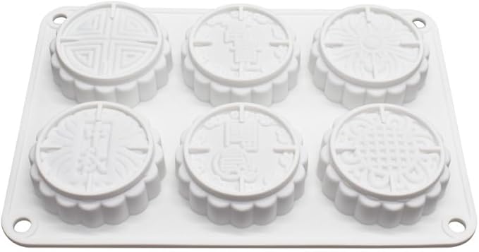 6 Flower Silicone Cake Mold Handmake DIY Bread Mould Silicone Moulds For Cake Mooncake Mold Cake Tools (Mooncake O_8.52 X5.8 X0.84 inch)