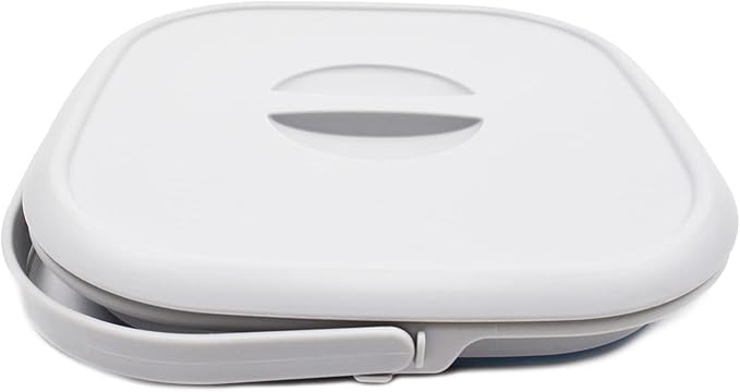 SAMMART 8.5L (2.2 Gallon) Collapsible Square Bucket with Handle and Lid. Size 31x31cm (Grey/Steel Blue, 1)