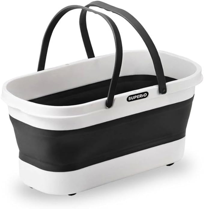 Superio Fold N' Go Mop Bucket with Wheels - Collapsible Cleaning Bucket, 10L, Portable Water Pail for Home, Car, and Outdoor Use