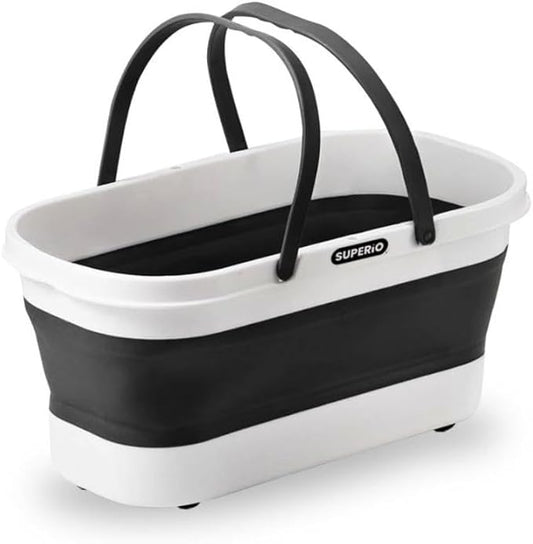 Superio Fold N' Go Mop Bucket with Wheels - Collapsible Cleaning Bucket, 10L, Portable Water Pail for Home, Car, and Outdoor Use