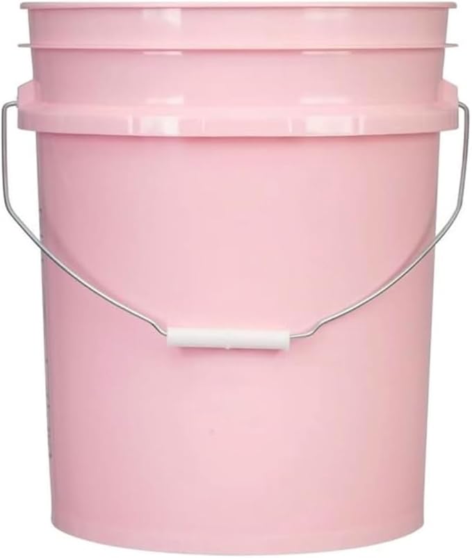 House Naturals 5 Gallon Premium HPDE Plastic Bucket - Made in USA Food Grade Storage Container, BPA Free All Purpose Pail (3, Pink)