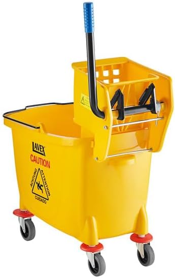 Commercial Mop Bucket with Side Press Wringer, 44 Qt, Yellow, 33.25 Inches High