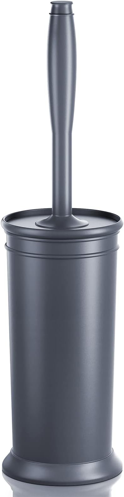 UPTRONIC Toilet Brush, Toilet Bowl Brush with Extra Long Handle Durable Bristles Toilet Scrubber and Covered Holder for Toilet Brush Set for Bathroom Cleaning (Gray, 1 Set)