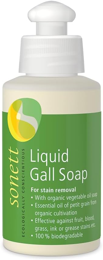 Sonett Organic Traditional Stain Removers Liquid Gall Soap, Highly Effective Against Marks Caused By Ink, Blood, Grease, Fruit (10oz, Pack of 1)