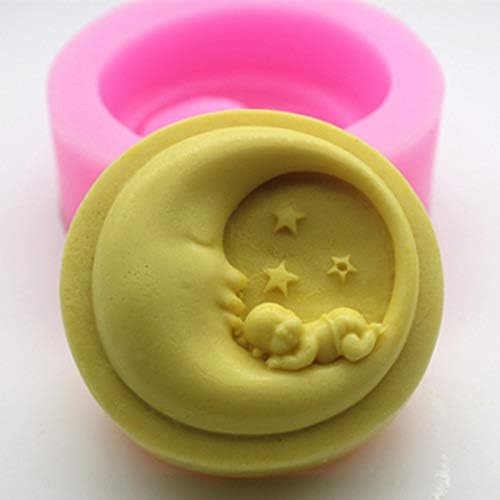 Cute Sleeping Baby Silicone Mold Moon Shape Soap Mold For Soap Making Handmade Silicone Candle Mould DIY Cake Decorating Tool