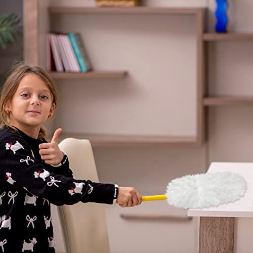 Vesici 150 Pcs Duster Refills Compatible with Swiffer Dusters Bulk Disposable Replacement Thickened with 1 Handle Heavy Duty for Cleaning, Office (White)