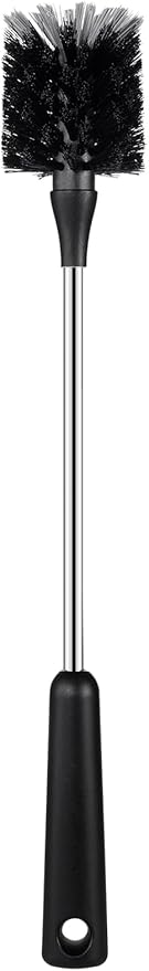 Water Bottle Brush, 15 Inches Long Stainless Steel Handle Bottle Brush Cleaner, Bottle Scrubber, Kitchen Scrub Cleaning Brushes for Cup, Wine Glasses, Coffee Mugs, Tumblers, Wine Decanters, Black