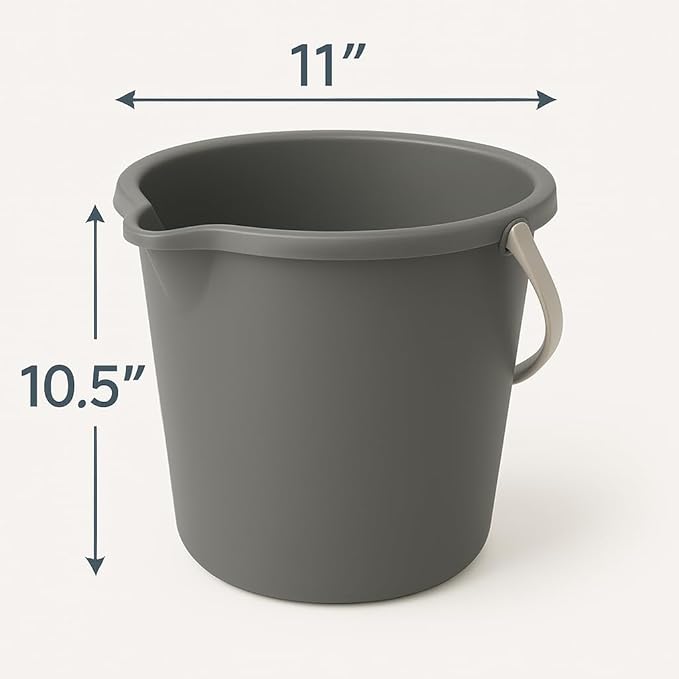 JOEY'Z 10QT (9.5L) Heavy Duty Sturdy Spout Pail Bucket with Durable Grip Handle for Cleaning, Mopping, Projects, Storage, Paint