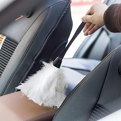 Turkey Feather Dusters for Cleaning Home Blinds Kitchen car Office, Eco-Friendly Reusable （2 pcs White）