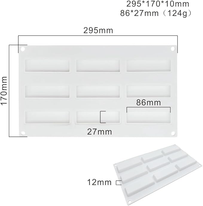 Silicone Mold Chocolate Decorating Mould DIY Cake Mousse Molds Baking Accessories Reusable Tools (Rectangle G_11.6 X6.8 X0.4inch)