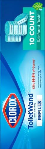 CLOROX ToiletWand, Disinfecting Wand Refill Heads - Rainforest Rush, 10 Count (Package May Vary) (Pack of 6)