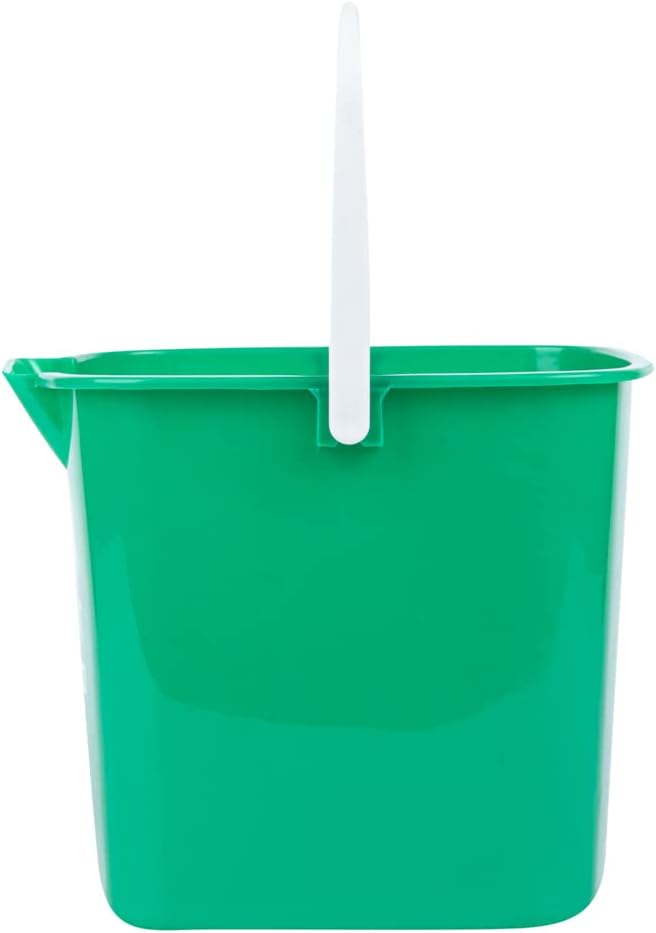 RW Clean 6 Quart Cleaning Bucket, 1 Detergent Square Bucket - With Measurements, Built-In Spout And Handle, Green Plastic Utility Bucket, For Home Or Commercial Use, - Restaurantware