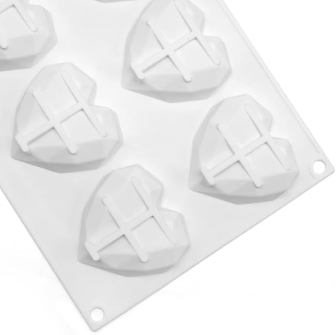 8 Grids Silicone Chocolate Mold Food Grade Diamond Love Heart Shape Cake Baking Mould Non-stick Candle Molds Fondant candy mold (Lover Heart E_11.84 X6.92 X0.88 inch)