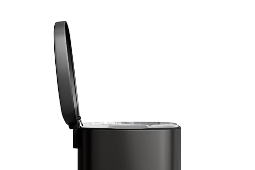 Garvee 13 Gallon / 50 Liter Metal Kitchen Trash Can with Lid, Large Rustproof Garbage Can for Kitchen, Step-on Trash Bin with Inner Bucket, Rear Handle, Soft Close Lid, Black