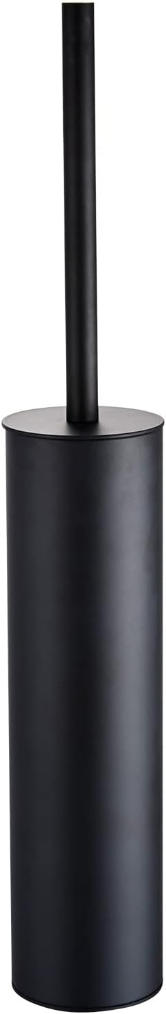 Freestanding Luxury Toilet Brush 304 Stainless Steel Toilet Brush and Holder 19-Inches Tall Round Rust Resistant Anti-Odor and Easy to Clean with Matte Black Finished