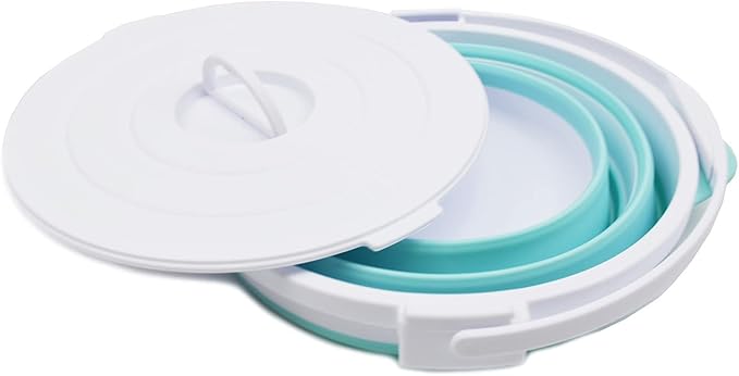 SAMMART 10L (2.64Gallon) Collapsible Fishing Bucket with Locking Lid - Portable Plastic Water Pail - Space Saving Outdoor Waterpot - Trunk Organizer for All Types of Vehicles