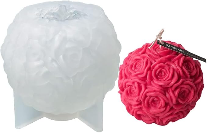 Large Rose Ball Candle Mold - Silicone 3D Mold for Candle, Resin, Soap & Chocolate