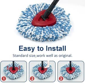Spin Mop Head Replacements Compatible with Ocedar RinseClean 2 Tank System,Mop Head Refill Replacement for O-cedar 2 Tank System - Easy to Replace,100% Microfiber, All Hard-surfaced Floor Clean 3 Pack