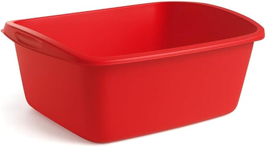 Tribello Plastic Wash Tub Dishpan Basin and Foot Bath for Soaking Feet, Laundry Hand Wash Bucket, Dish Pans for Washing and Storage Cleaning Supplies - 12 Quarts - Heavy Duty - Made in USA (Red)