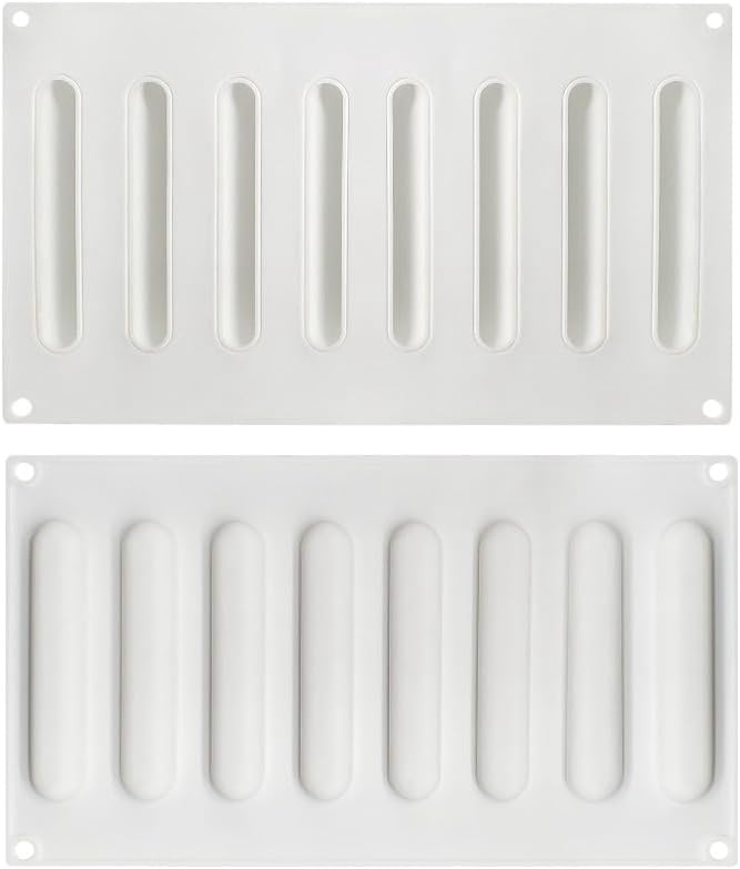 Stick Shape Ice Tray Non-Stick Easy Release Push Popsicle Out Cylinder Silicone Ice Cube Tray Jelly Chocolate Mold (Rectangle H_11.6 X6.84 X0.4inch)