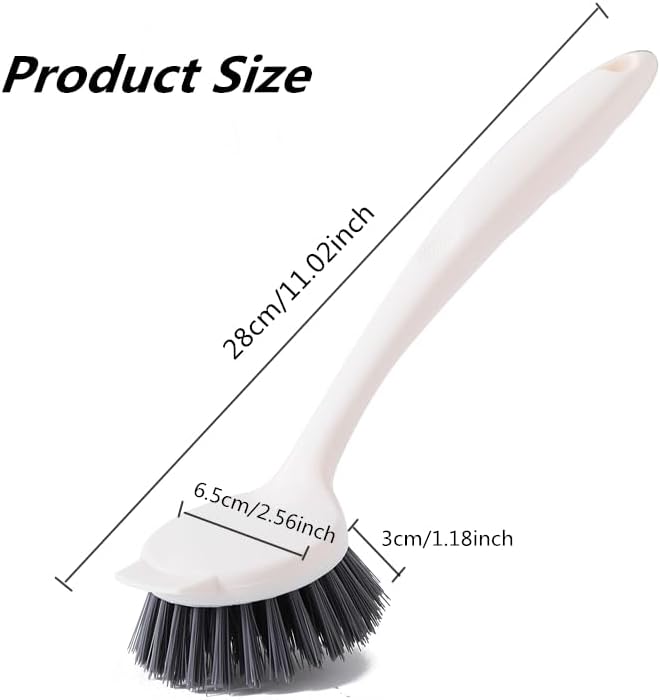 3 Pack Multifunctional Kitchen Dish Scrubber Brush with Built-in Scraper, Dish Brush with Handle,Kitchen Scrub Brushes for Cleaning, Dish Scrubber with Stiff Bristles for Sink, Pots, Pans