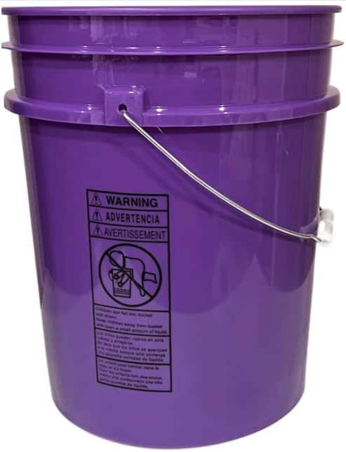 House Naturals 5 Gallon Purple Food Grade BPA Free, Made in USA, Plastic Bucket with Screw On Air Tight lid, (Pack of 3) (Purple Buckets with White Lids)