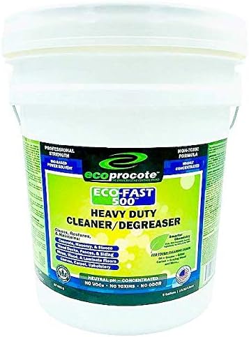 EcoFast 500 New & Improved Heavy-Duty Degreaser Cleaner — Non-Toxic, Biodegradable Grease Stain Dissolver — Multi Use Concentrate for Kitchen, Automotive, Floor, Wood, Fabric, Driveway — 5 Gallon
