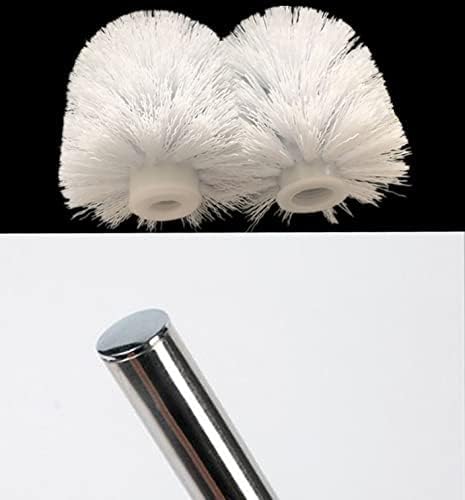 6PCS Toilet Brush Plastic Toilet Brushes Toilet Bowl Cleaner Brush Toilet Replacement Brush Bathroom Cleaning Brushes with Stainless Steel Handle. (White)