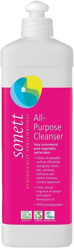 Sonett Organic Universal All Purpose Cleaner Cleans all wipeable surfaces effectively and gently: Floors, tiles, windows 17 fl.oz (Pack of 6)