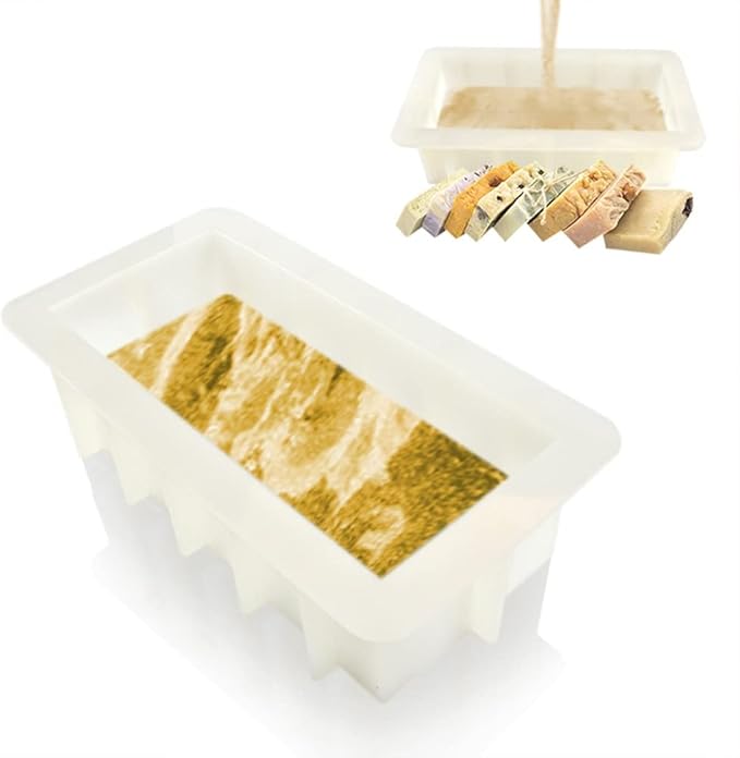 TUKE Large Soap Loaf Mold Silicone for Homemade Swirling Soap Making Supplies 1.2L Non-Stick Silicone Baking Mold